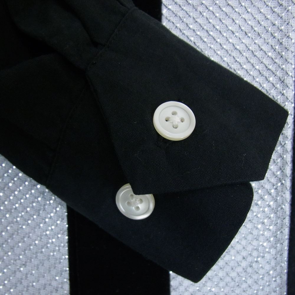 WACKO MARIA ワコマリア レーヨン ベロア切り返し シルバーステッチ オープンカラー 長袖 シャツ  ブラック系 M【中古】