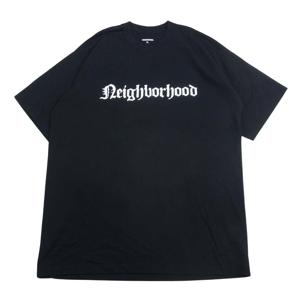 NEIGHBORHOOD ネイバーフッド ロゴ プリント 半袖 クルーネック Tシャツ ブラック ブラック系 XL【美品】【中古】