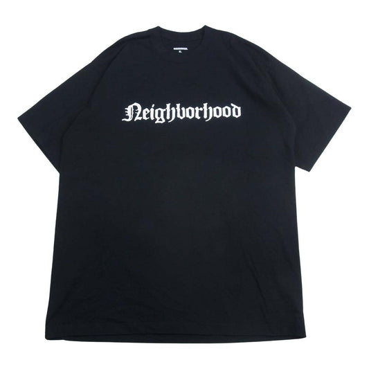 NEIGHBORHOOD ネイバーフッド ロゴ プリント 半袖 クルーネック Tシャツ ブラック ブラック系 XL【美品】【中古】