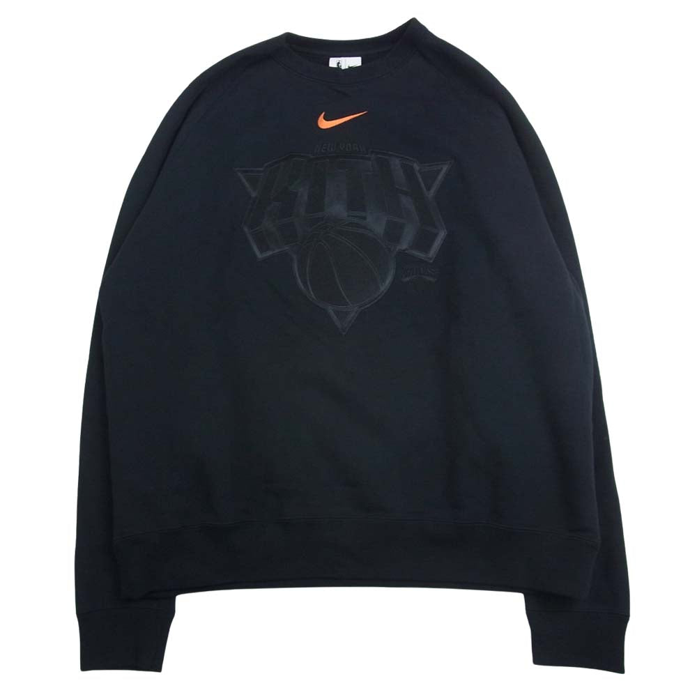 NIKE ナイキ CZ5611-010 × KITH キス NBA New York Knicks Fleece Crewneck ニューヨーク ニックス フリース 長袖 クルーネック スウェット ブラック系 L【美品】【中古】