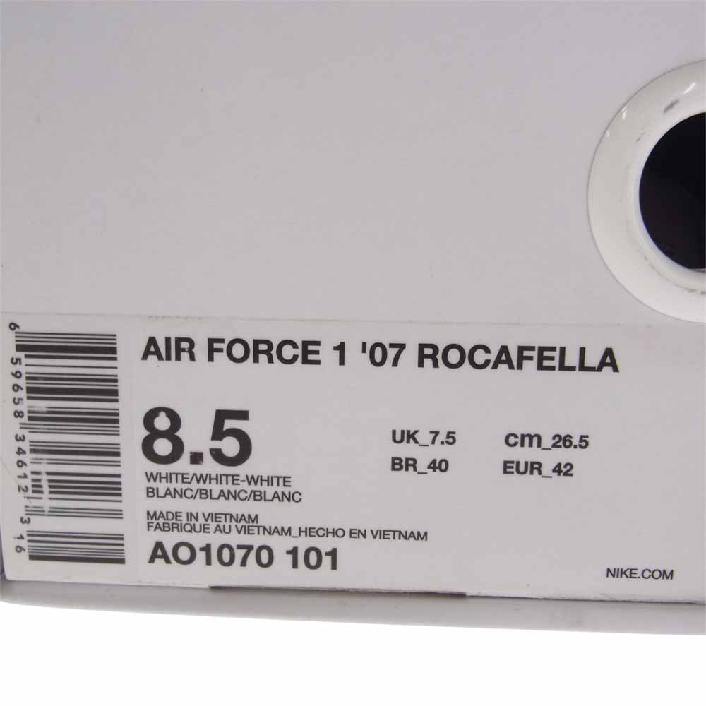 NIKE ナイキ AO1070-101 ROC-A-FELLA RECO AIR FORCE 1 07 エアフォース1 ロッカフェラ・レコード ローカット スニーカー ホワイト系 26.5cm【極上美品】【中古】