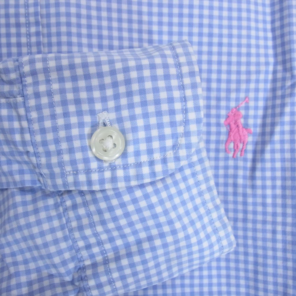 RALPH LAUREN ラルフローレン classic fit ボタンダウン チェック 長袖 シャツ ライトブルー系 14 1/2【中古】