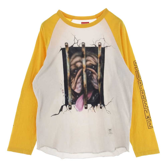 Supreme シュプリーム 20SS Dog Raglan L/S Top ドッグ ラグラン Tシャツ ホワイト系 イエロー系【中古】