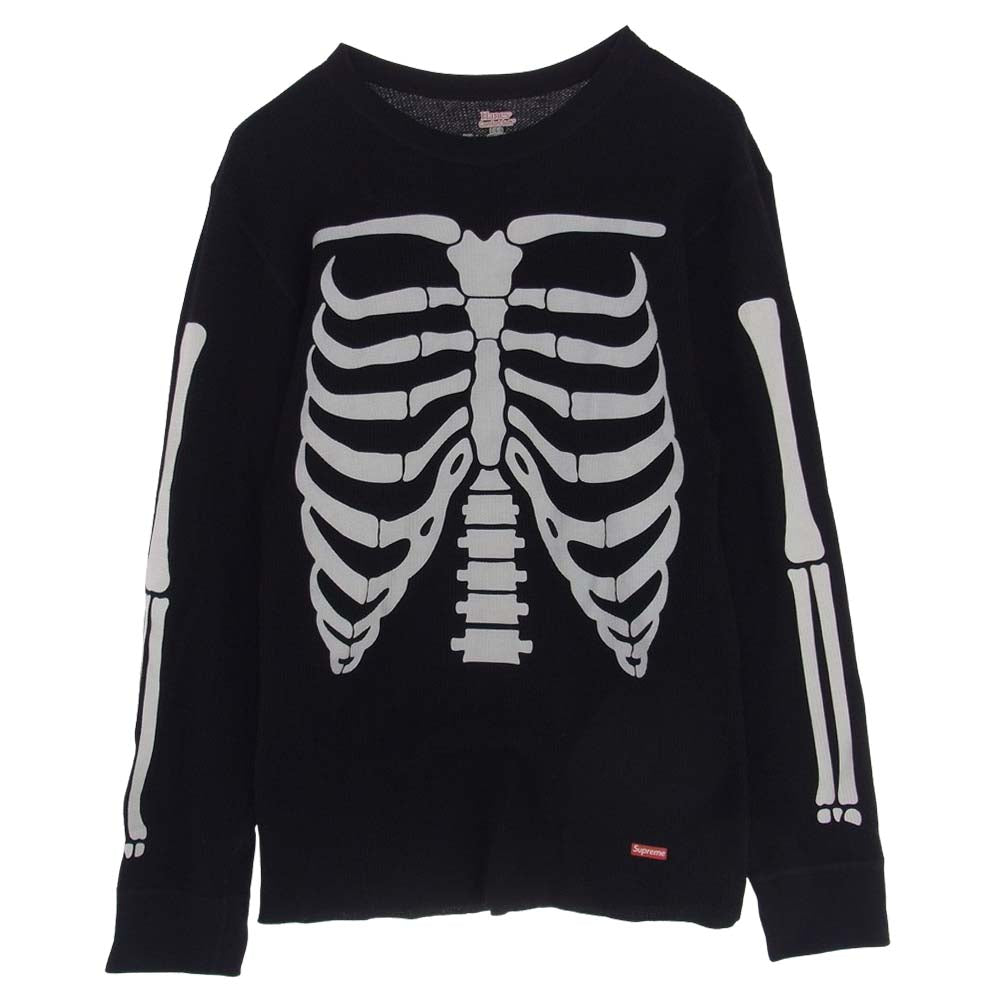 Supreme シュプリーム 21AW Hanes Bones Thermal Crew ヘインズ ボーンズ サーマル クルー 長袖 Tシャツ ブラック系 L【中古】