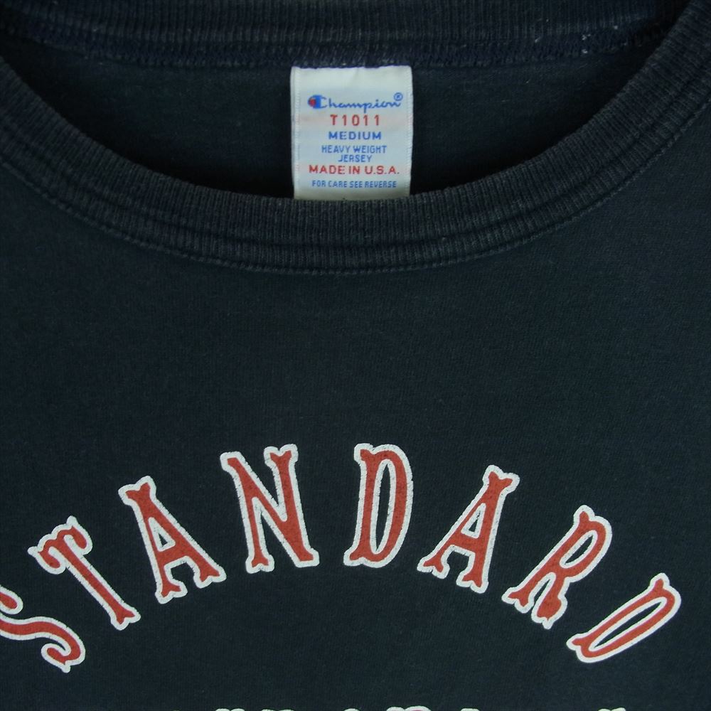 STANDARD CALIFORNIA スタンダードカリフォルニア CHAMPION チャンピオン T1011 ロゴ 半袖 Tシャツ コットン アメリカ製 ネイビー系 M【中古】