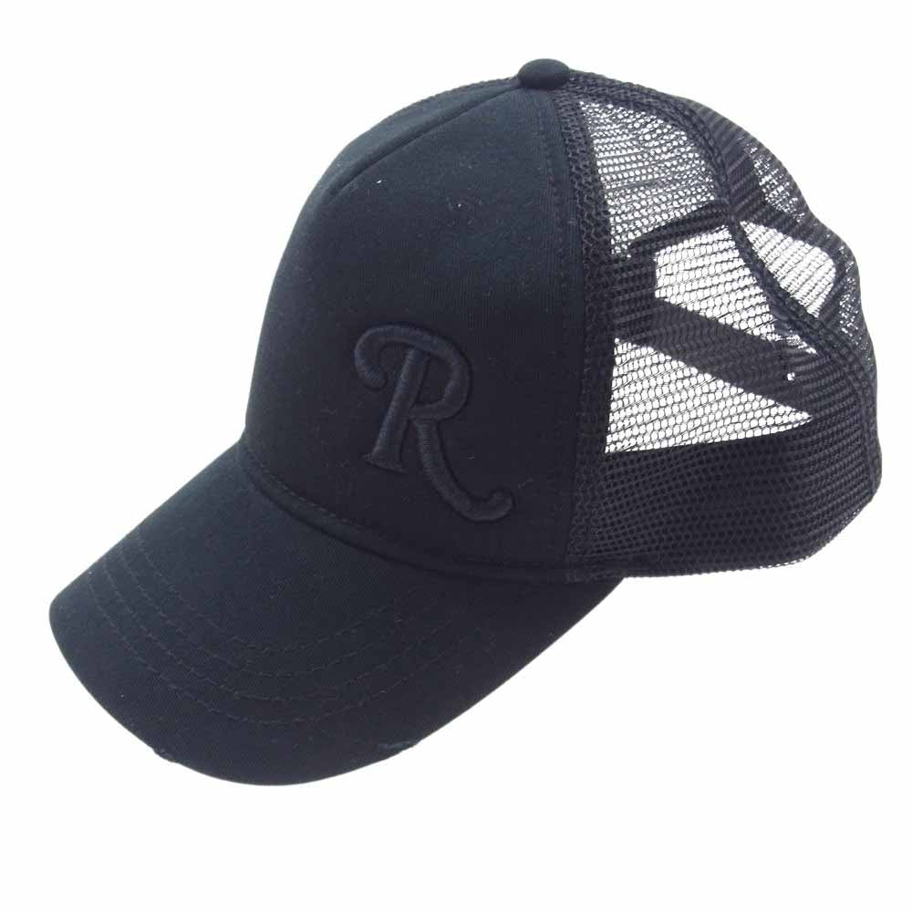 RAF SIMONS ラフシモンズ 2521000263 1154 R Logo Mesh Cap ダメージ加工 ロゴ メッシュ キャップ ブラック系【中古】