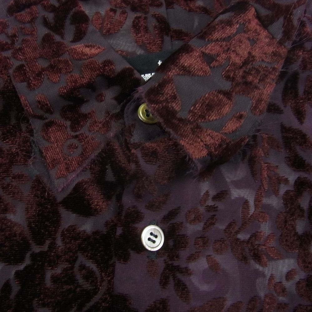 tricot COMME des GARCONS トリココムデギャルソン AD2002 TG-B021 アーカイブ フロッキープリント フラワー柄 シアー シャツ ボルドー系 M【中古】