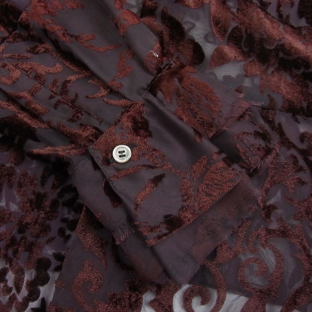 tricot COMME des GARCONS トリココムデギャルソン AD2002 TG-B021 アーカイブ フロッキープリント フラワー柄 シアー シャツ ボルドー系 M【中古】