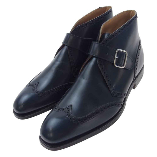 CROCKETT&JONES クロケットアンドジョーンズ 5989-1035-13 × Paul Smith ポールスミス ベルト ウイングチップ ブーツ ダークネイビー系 6E【極上美品】【中古】