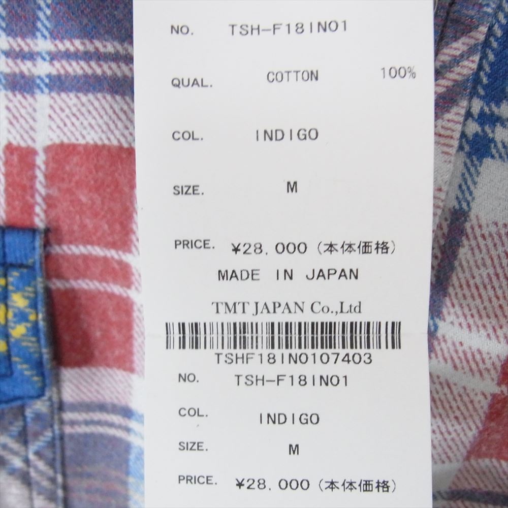 TMT ティーエムティー TSH-F18IN01 ORIGINAL CHECK SHIRTS オリジナル チェック シャツ ブルー系 M【美品】【中古】