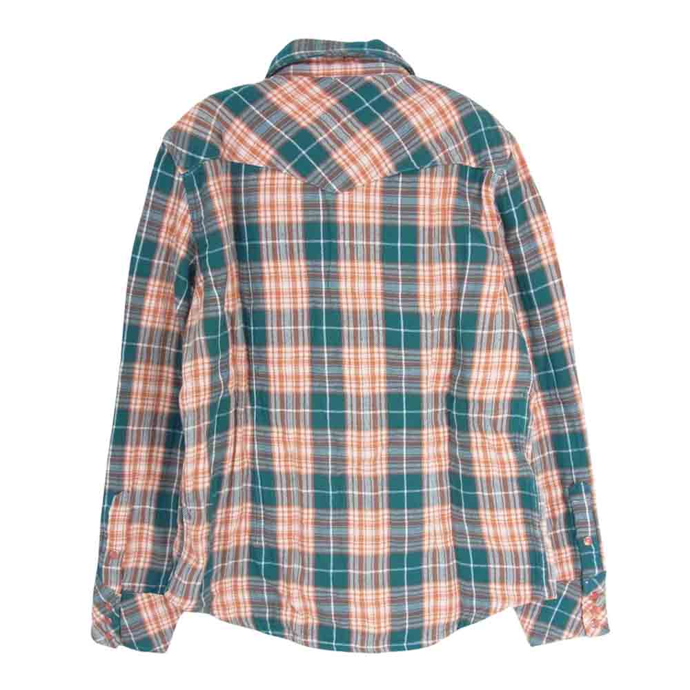 TMT ティーエムティー TSH-F17AN01 Antton 別注 モデル W GAUZE CHECK SHIRTS  ダブル ガーゼ シャツ 長袖 オレンジ系 M【美品】【中古】