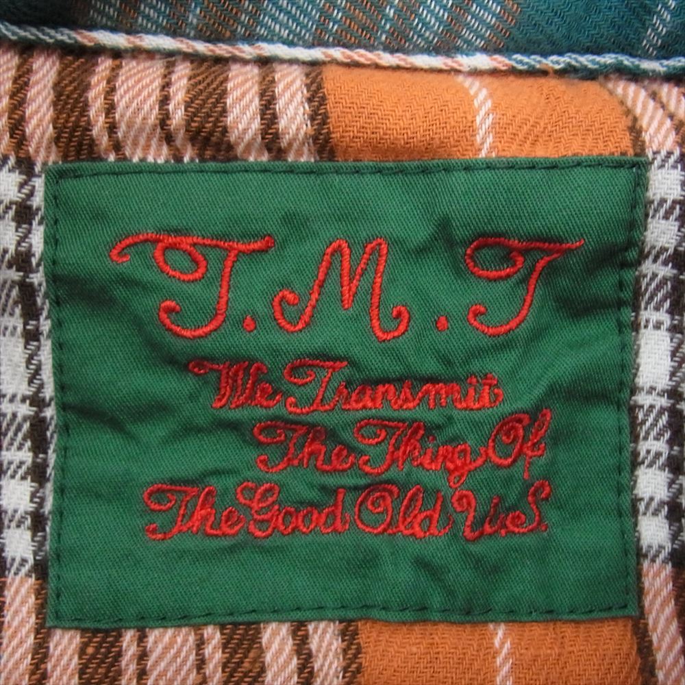 TMT ティーエムティー TSH-F17AN01 Antton 別注 モデル W GAUZE CHECK SHIRTS  ダブル ガーゼ シャツ 長袖 オレンジ系 M【美品】【中古】