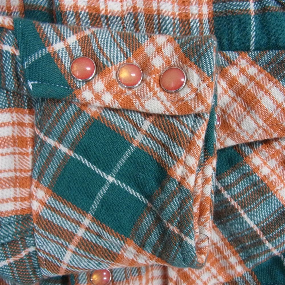 TMT ティーエムティー TSH-F17AN01 Antton 別注 モデル W GAUZE CHECK SHIRTS  ダブル ガーゼ シャツ 長袖 オレンジ系 M【美品】【中古】