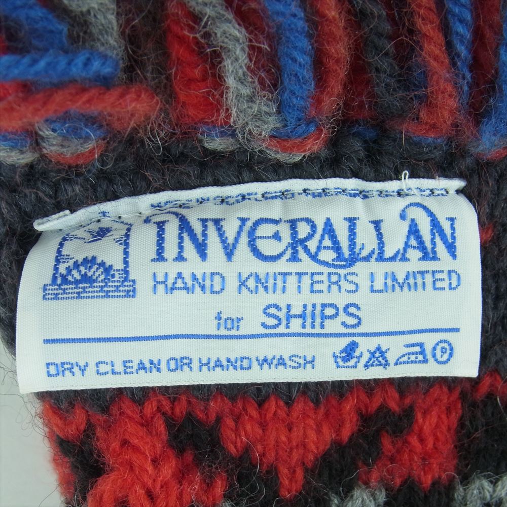INVERALLAN インバーアラン for SHIPS シップス フェアアイル ジャガード マフラー レッド系 ブラック系 ブルー系【中古】