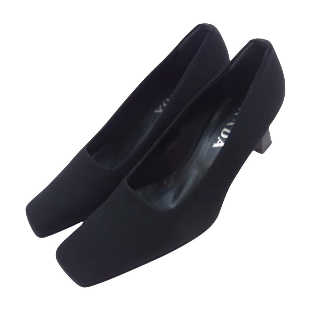 PRADA プラダ イタリア製 スクウェア ヒール パンプス ブラック系 37.5【中古】