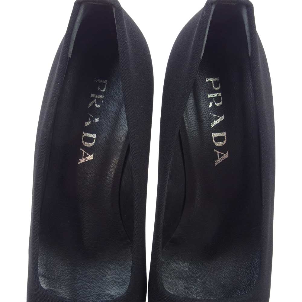 PRADA プラダ イタリア製 スクウェア ヒール パンプス ブラック系 37.5【中古】
