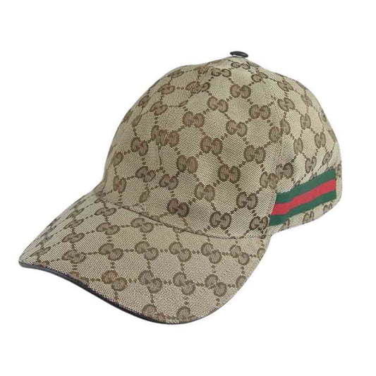 GUCCI グッチ 国内正規品 イタリア製 GGキャンバス 総柄 6パネル キャップ ベージュ系 M 58【中古】