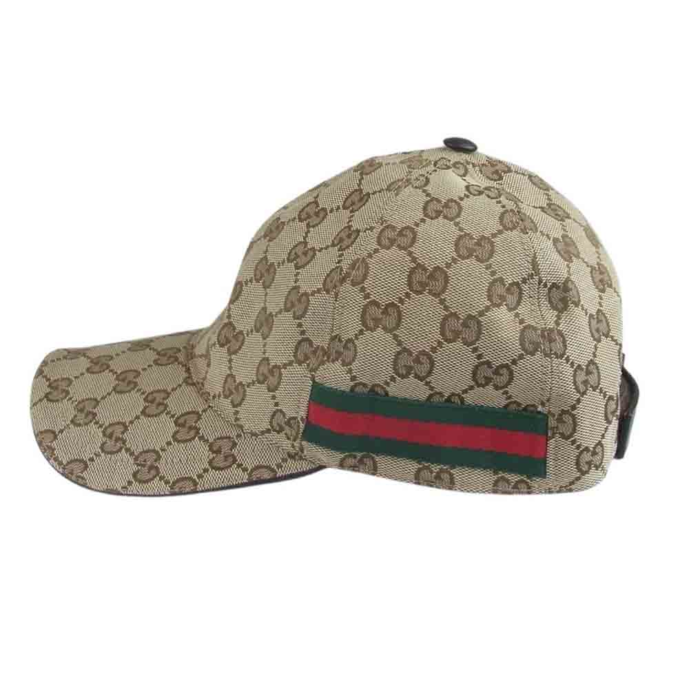 GUCCI グッチ 国内正規品 イタリア製 GGキャンバス 総柄 6パネル キャップ ベージュ系 M 58【中古】