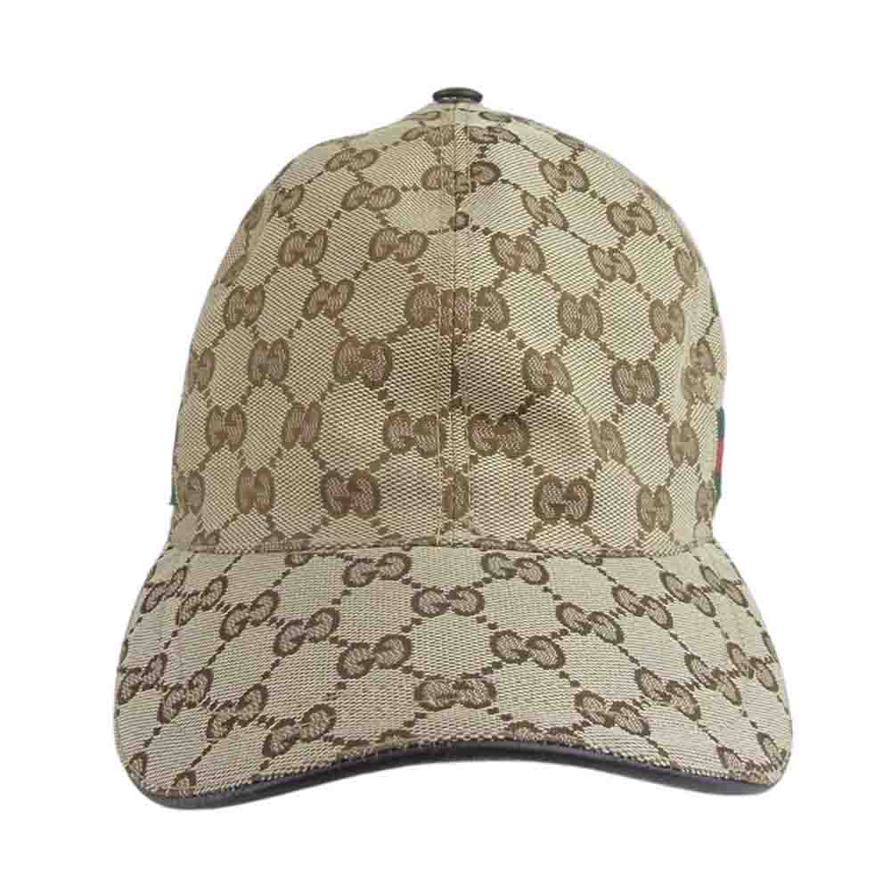 GUCCI グッチ 国内正規品 イタリア製 GGキャンバス 総柄 6パネル キャップ ベージュ系 M 58【中古】