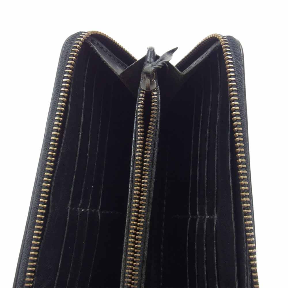 サムライクラフト  カービング レザー ラウンド ファスナー ロング ウオレット ブラック系【中古】