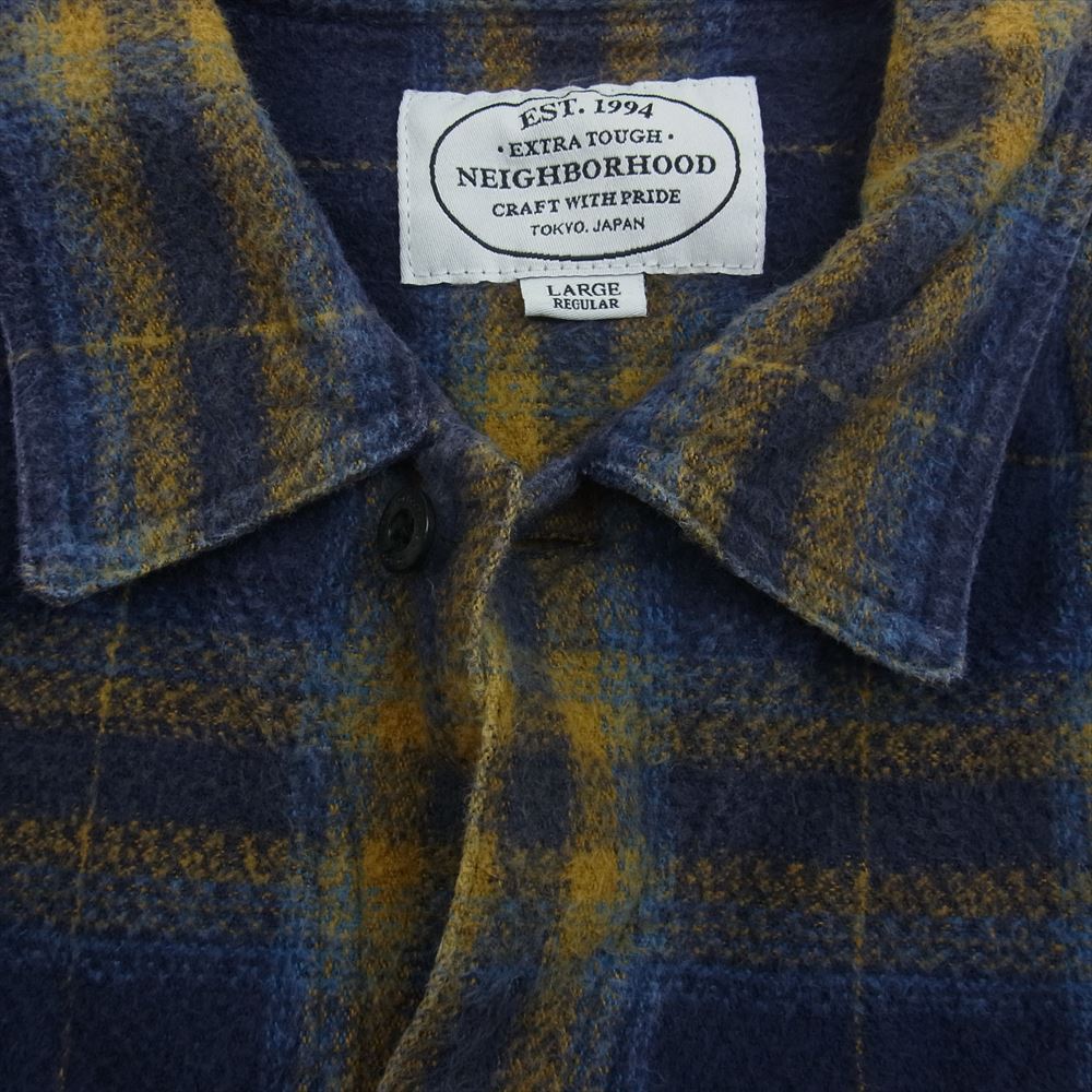 NEIGHBORHOOD ネイバーフッド 152ARNH-SHM03 オンブレ チェック ヘビー ネルシャツ 長袖 シャツ ネイビー系 L【中古】
