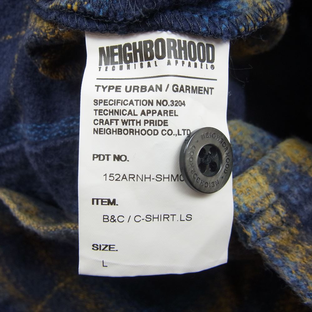 NEIGHBORHOOD ネイバーフッド 152ARNH-SHM03 オンブレ チェック ヘビー ネルシャツ 長袖 シャツ ネイビー系 L【中古】