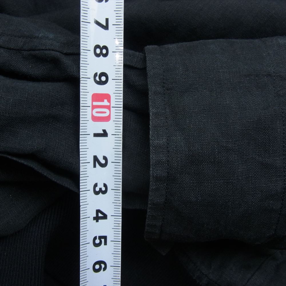 HERMES エルメス ジップアップ セリエボタン リネン 長袖 シャツ ブラック系 15.5【中古】