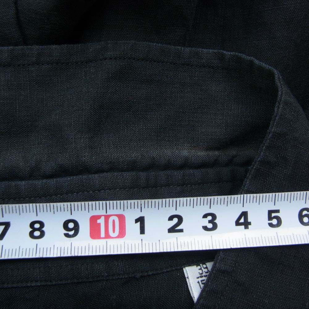 HERMES エルメス ジップアップ セリエボタン リネン 長袖 シャツ ブラック系 15.5【中古】