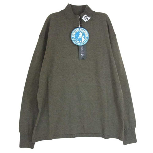HYSTERIC GLAMOUR ヒステリックグラマー 02223ZI13365 × WIND AND SEA MOCK NECK SHIRT ウィンダンシー モックネック シャツ ニット セーター カーキ系 M【極上美品】【中古】