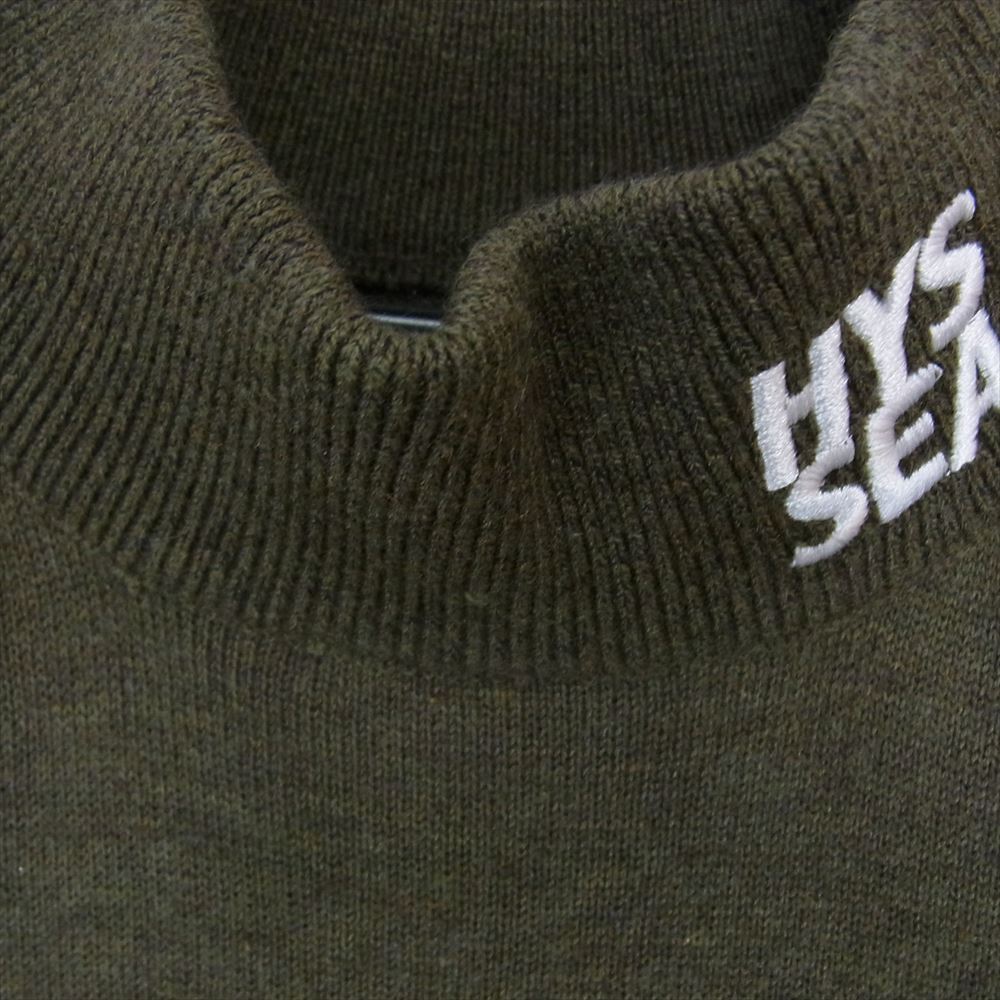 HYSTERIC GLAMOUR ヒステリックグラマー 02223ZI13365 × WIND AND SEA MOCK NECK SHIRT ウィンダンシー モックネック シャツ ニット セーター カーキ系 M【極上美品】【中古】