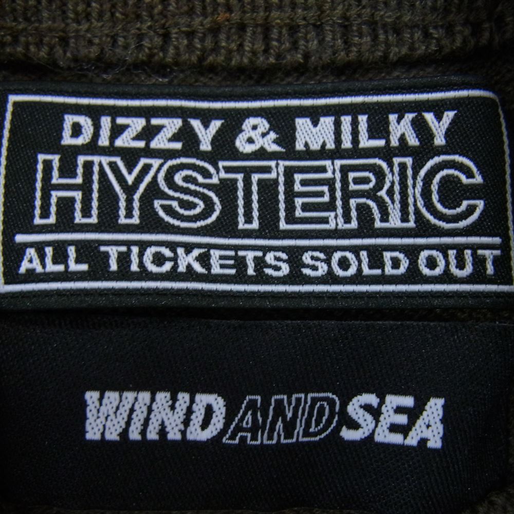 HYSTERIC GLAMOUR ヒステリックグラマー 02223ZI13365 × WIND AND SEA MOCK NECK SHIRT ウィンダンシー モックネック シャツ ニット セーター カーキ系 M【極上美品】【中古】