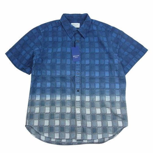 クオン 252SH023200 別注 吉野格子 グラデーション ショートスリーブ シャツ 半袖 ネイビー系 S【新古品】【未使用】【中古】