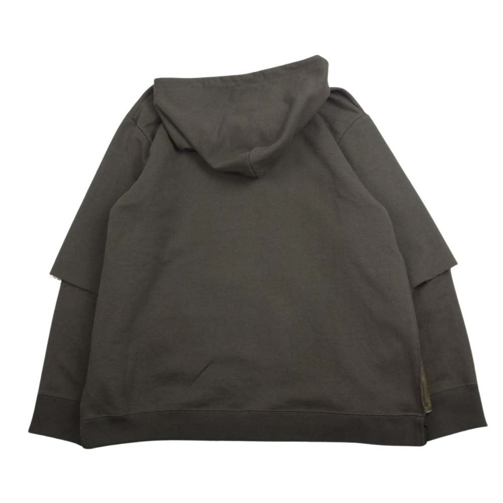 クオン 141CS032721 TERRY Layered Hoodie フレンチテリー レイヤード フーディー パーカー カーキ系 L【新古品】【未使用】【中古】