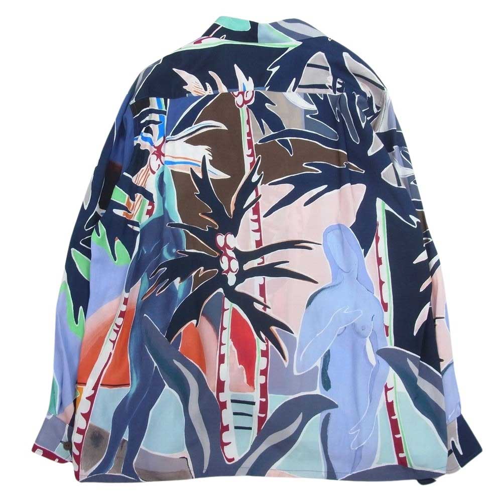 WACKO MARIA ワコマリア 22AW 22FW-WMS-HI09 HAWAIIAN SHIRT L/S TYPE 4 パラダイス図 総柄 レーヨン 長袖 ハワイアン アロハ シャツ マルチカラー系 M【新古品】【未使用】【中古】