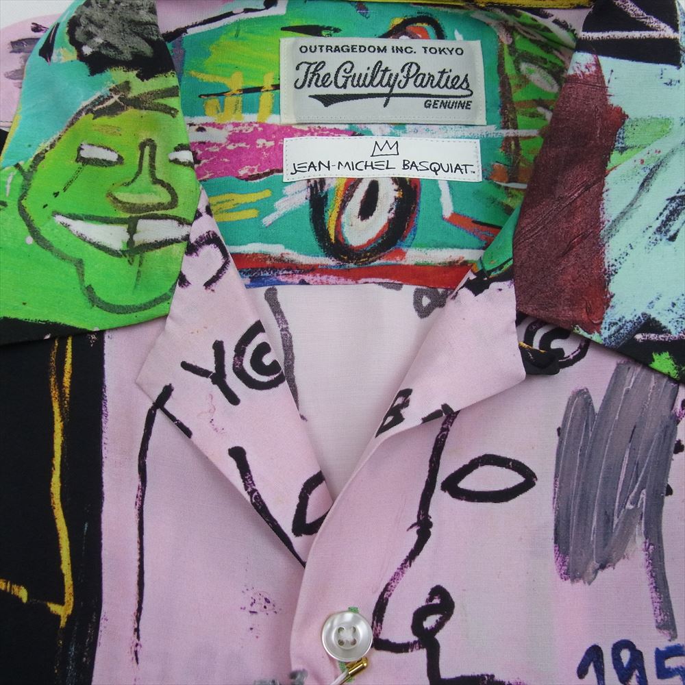 WACKO MARIA ワコマリア BASQUIAT-WM-HI11 JEAN-MICHEL BASQUIAT ジャン ミッシェル バスキア HAWAIIAN SHIRT L/S TYPE 3 総柄 レーヨン 長袖 ハワイアン アロハ シャツ マルチカラー系 M【新古品】【未使用】【中古】