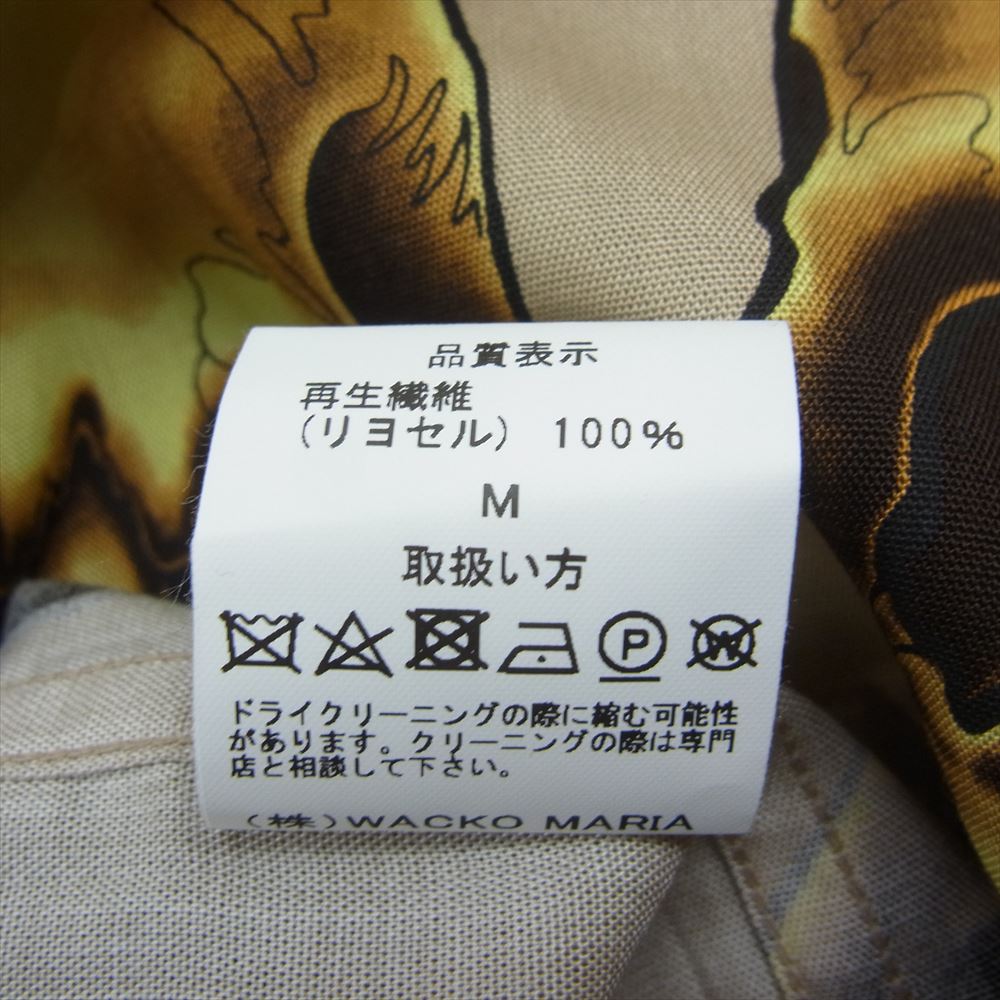 WACKO MARIA ワコマリア 56TS-WM-HI13 56 TATTOO STUDIO ゴロー タトゥー スタジオ HAWAIIAN SHIRT L/S TYPE 2 スカル 総柄 リヨセル 長袖 ハワイアン アロハ シャツ ベージュ系 M【新古品】【未使用】【中古】