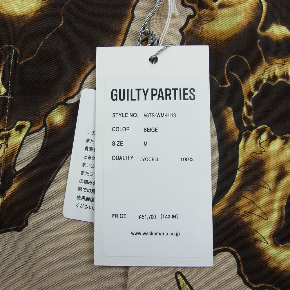 WACKO MARIA ワコマリア 56TS-WM-HI13 56 TATTOO STUDIO ゴロー タトゥー スタジオ HAWAIIAN SHIRT L/S TYPE 2 スカル 総柄 リヨセル 長袖 ハワイアン アロハ シャツ ベージュ系 M【新古品】【未使用】【中古】