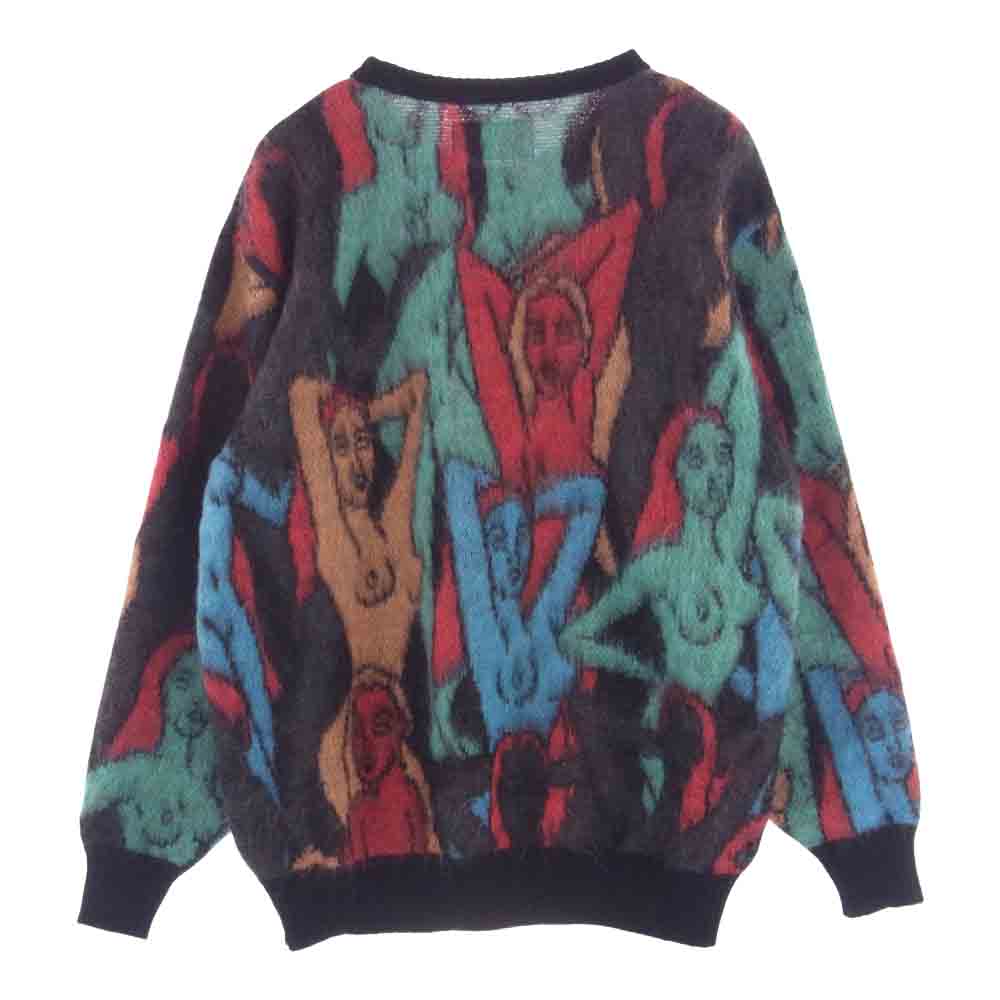 WACKO MARIA ワコマリア 22AW 22FW-WMK-KN08 MOHAIR CREW NECK SWEATER YULA 百女図 ユラ モヘア クルーネック セーター ニット ブラック系 マルチカラー系 L【新古品】【未使用】【中古】