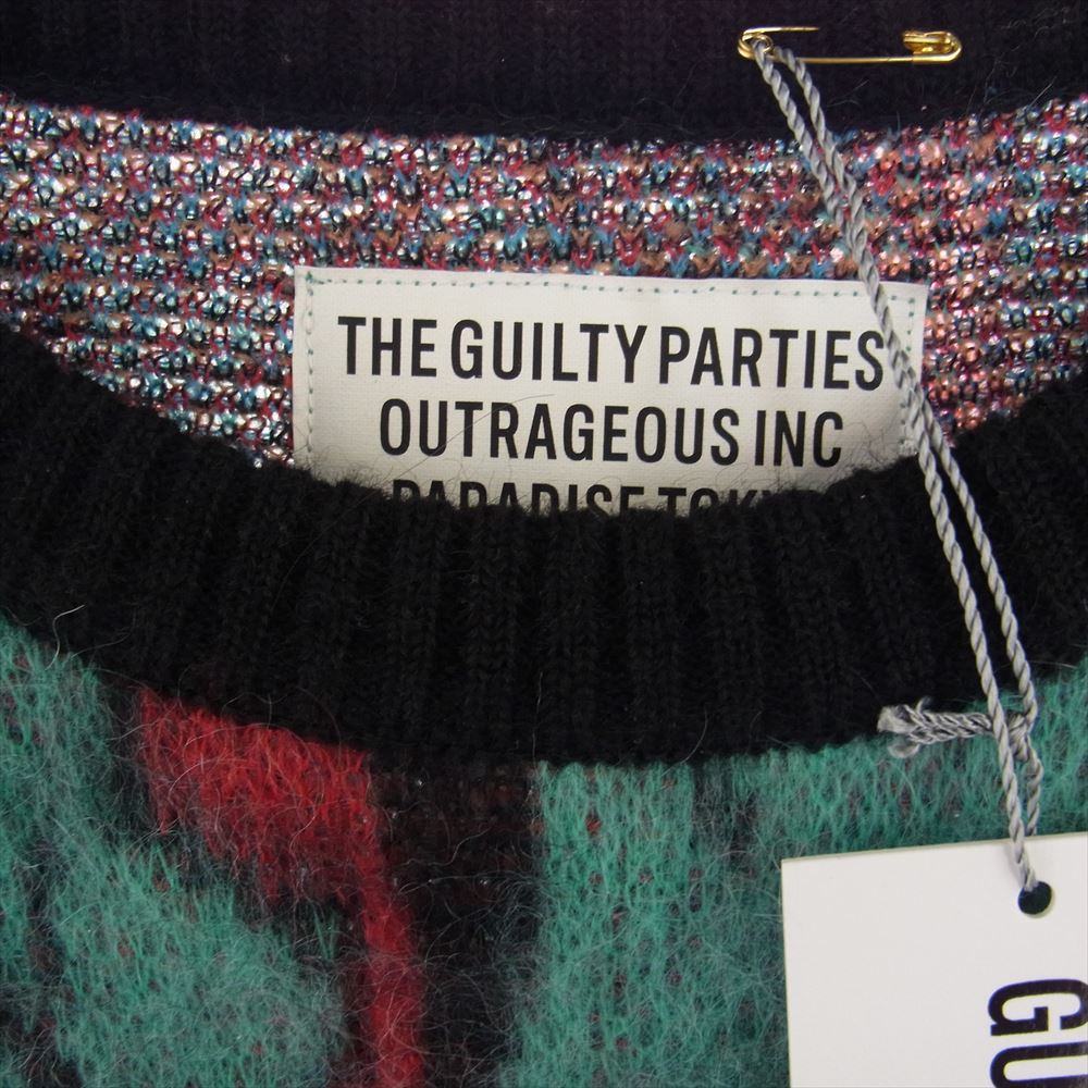 WACKO MARIA ワコマリア 22AW 22FW-WMK-KN08 MOHAIR CREW NECK SWEATER YULA 百女図 ユラ モヘア クルーネック セーター ニット ブラック系 マルチカラー系 L【新古品】【未使用】【中古】