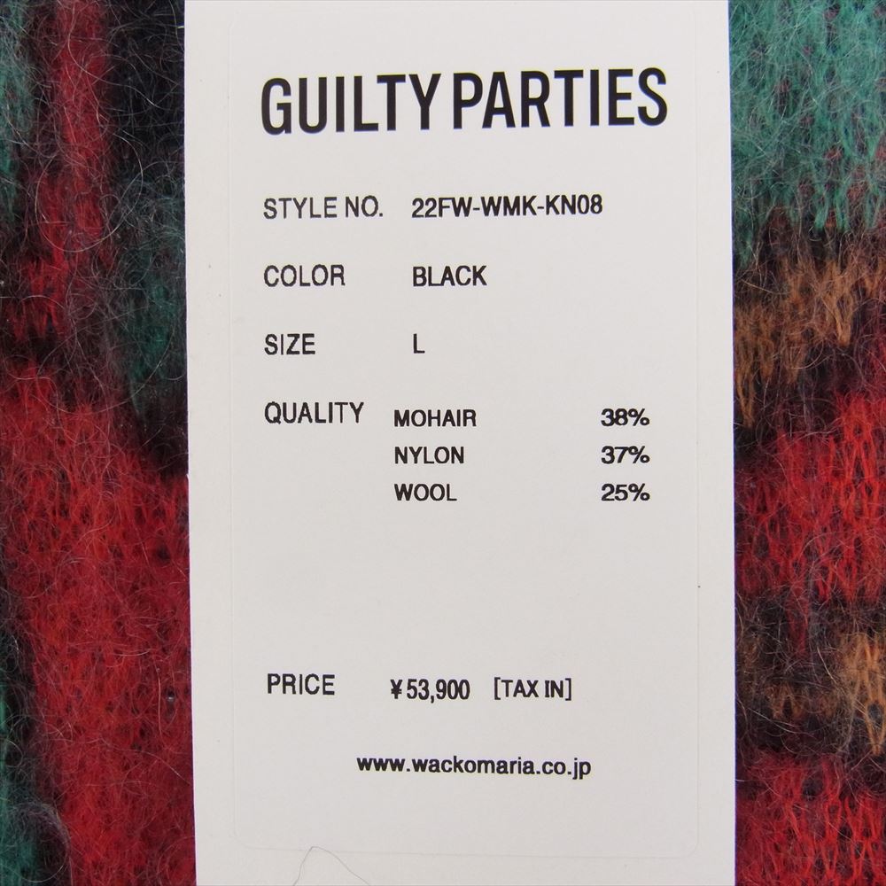 WACKO MARIA ワコマリア 22AW 22FW-WMK-KN08 MOHAIR CREW NECK SWEATER YULA 百女図 ユラ モヘア クルーネック セーター ニット ブラック系 マルチカラー系 L【新古品】【未使用】【中古】