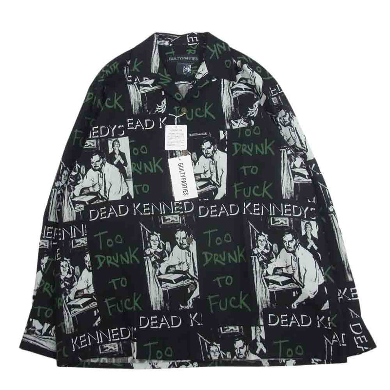 WACKO MARIA ワコマリア 23AW DEADKENNEDYS-WM-HI02 DEAD KENNEDYS デッドケネディーズ HAWAIIAN SHIRT L/S TYPE 2 総柄 テンセル 長袖 ハワイアン アロハ シャツ ブラック系 M【新古品】【未使用】【中古】