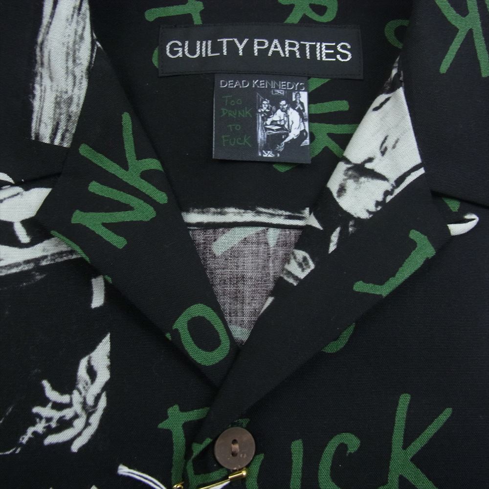 WACKO MARIA ワコマリア 23AW DEADKENNEDYS-WM-HI02 DEAD KENNEDYS デッドケネディーズ HAWAIIAN SHIRT L/S TYPE 2 総柄 テンセル 長袖 ハワイアン アロハ シャツ ブラック系 M【新古品】【未使用】【中古】