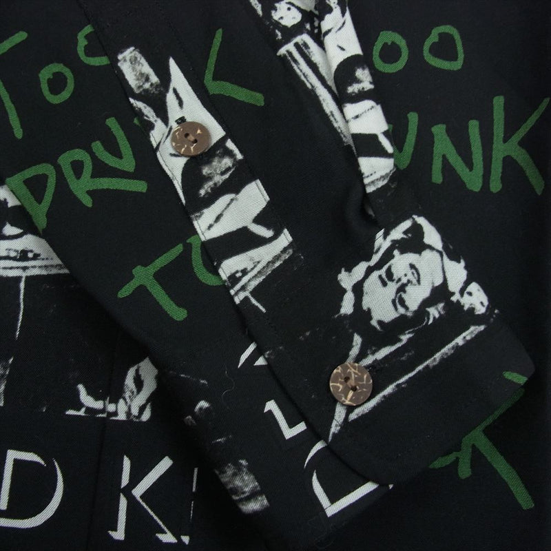 WACKO MARIA ワコマリア 23AW DEADKENNEDYS-WM-HI02 DEAD KENNEDYS デッドケネディーズ HAWAIIAN SHIRT L/S TYPE 2 総柄 テンセル 長袖 ハワイアン アロハ シャツ ブラック系 M【新古品】【未使用】【中古】