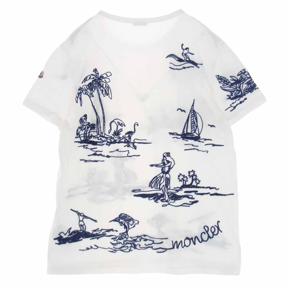 MONCLER モンクレール C10918035151 MAGLIA T-SHIRT 刺繍  Tシャツ 半袖 ホワイト系 XL【中古】