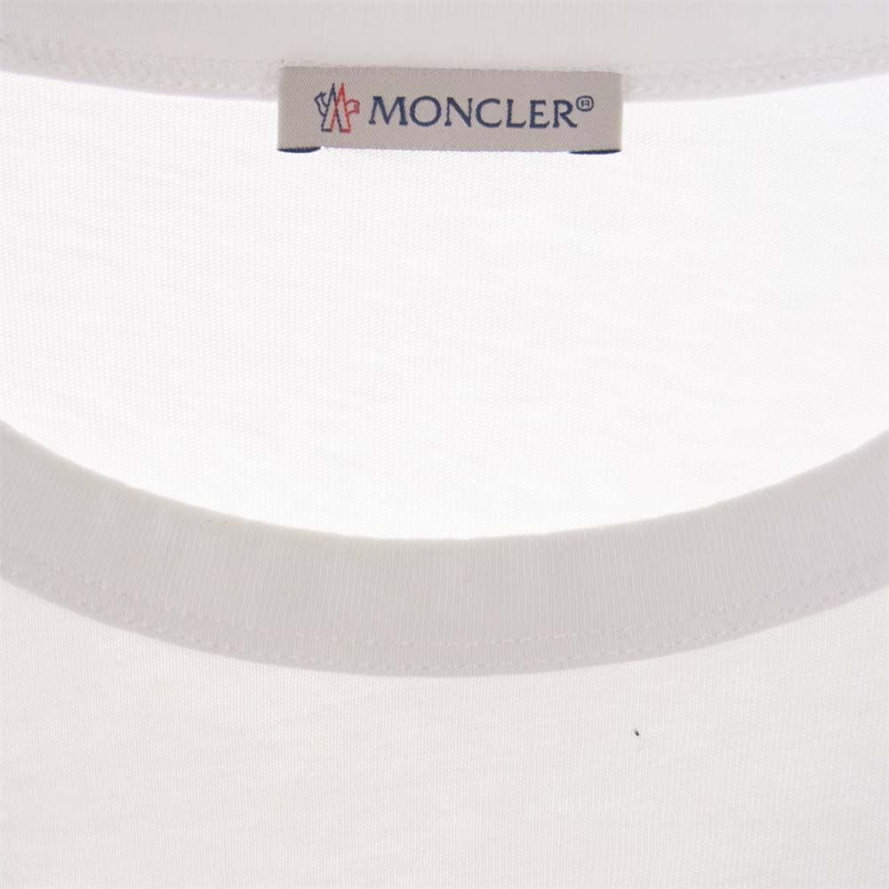 MONCLER モンクレール C10918035151 MAGLIA T-SHIRT 刺繍  Tシャツ 半袖 ホワイト系 XL【中古】