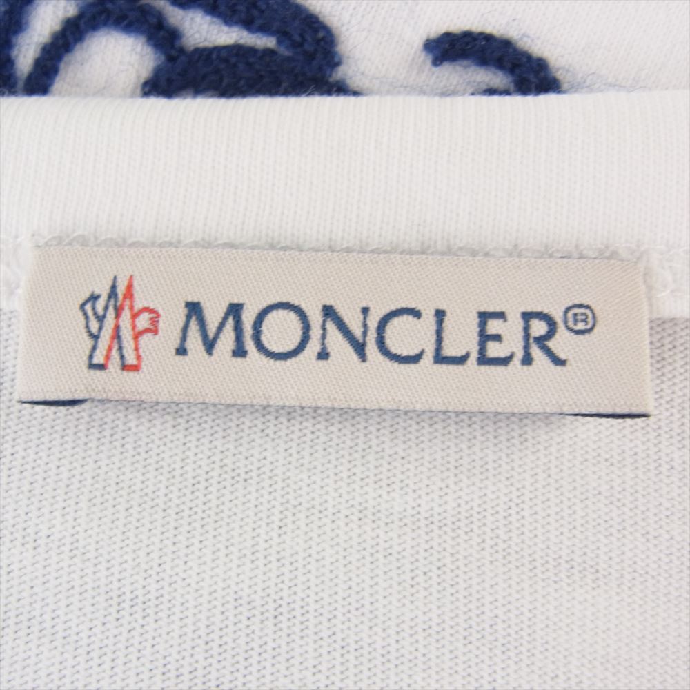 MONCLER モンクレール C10918035151 MAGLIA T-SHIRT 刺繍  Tシャツ 半袖 ホワイト系 XL【中古】