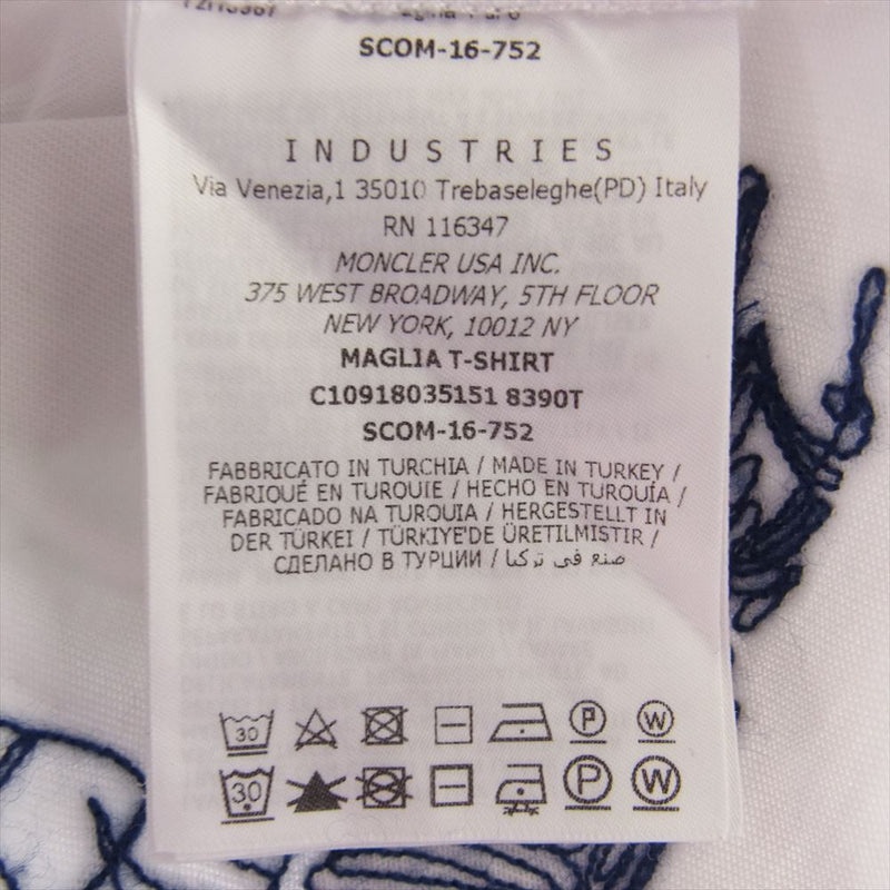 MONCLER モンクレール C10918035151 MAGLIA T-SHIRT 刺繍  Tシャツ 半袖 ホワイト系 XL【中古】