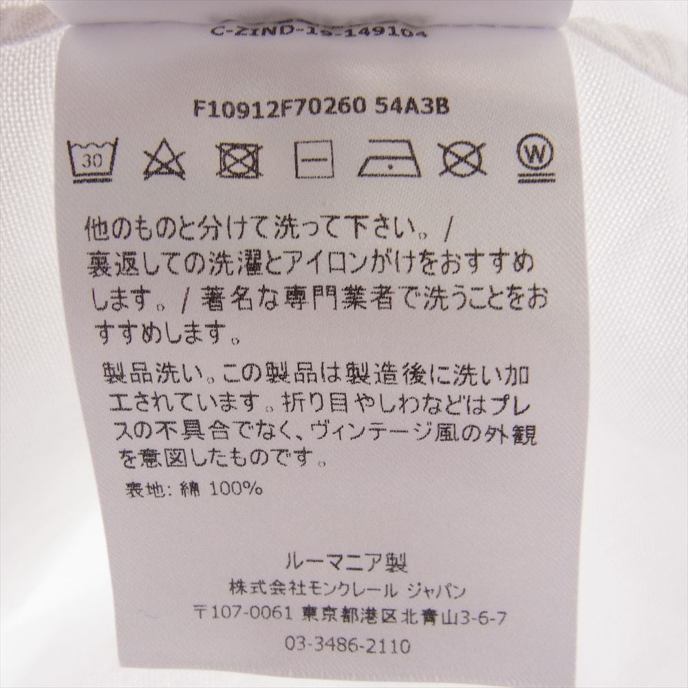 MONCLER モンクレール F10912F70260 CAMICIA コットン ボタンダウン シャツ ホワイト系 XL【中古】