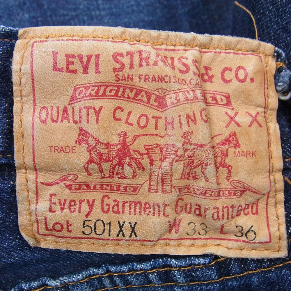 Levi's リーバイス 47501 0114 01年7月製 00s ボタン裏刻印555 バレンシア USA製 501XX 復刻 BIGE レザーパッチ デニム パンツ インディゴブルー系 33【中古】