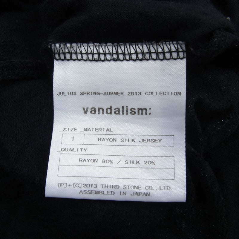 JULIUS ユリウス 13SS 417CUM13 Vandalism Graphic Top グラフィックプリント 半袖 Tシャツ カットソー ブラック系 1【中古】